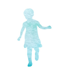 vector, isolated, white background, watercolor silhouette little girl
