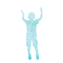 isolated, white background, watercolor silhouette boy jumping