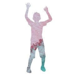 vector, isolated, white background, watercolor silhouette boy jumping
