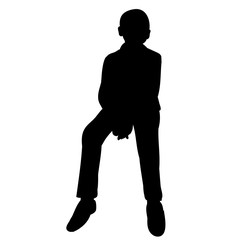 vector, isolated, icon, silhouette boy sitting