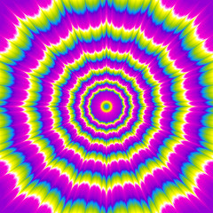 Colorful rainbow flower blossom. Motion illusion.