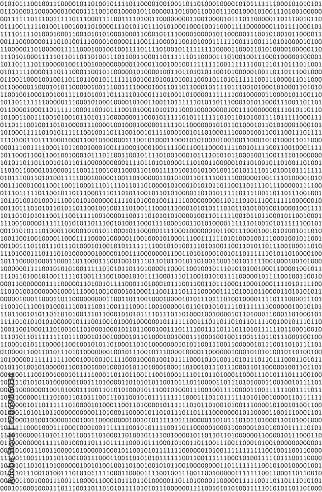 Poster computer data by 0 and 1 on white background. seamless pattern, vertical