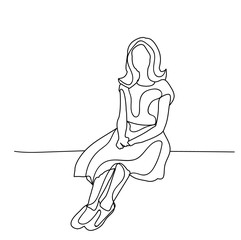 isolated, sketch little girl sitting