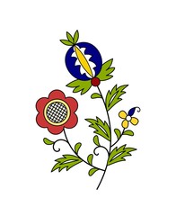 Traditional, modern Polish - Kashubian floral folk decoration vector, wzory kaszubskie, kaszubski wzór, haft