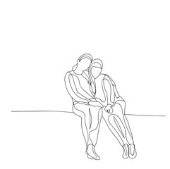 vector, on white background, isolated, sketch mom and child