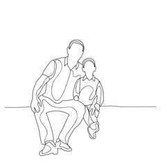  isolated, sketch family sitting
