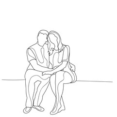  isolated, sketch girl and guy sitting
