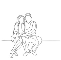  isolated, sketch girl and guy sitting