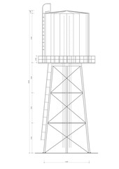 Water Tower blueprint - isolated