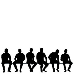 vector, isolated, set of sitting men