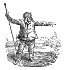 Arctic explorer John Ross in his polar costume (from Das Heller-Magazin, May 10, 1834)