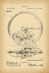 1894 Patent Velocipede Bicycle Unicycle archive history invention 