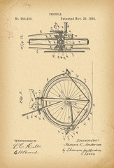 1895 Patent Velocipede Bicycle Unicycle archival history invention 