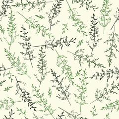 Cute seamless pattern with herbal silhouettes.