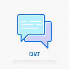 Chat thin line icon: two speech bubbles. Modern vector illustration.