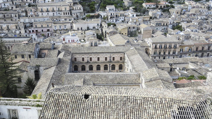 View of the baroque town of  Modica in the province of Ragusa in Sicily, Italy