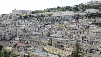 View of the baroque town of  Modica in the province of Ragusa in Sicily, Italy