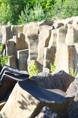 Basalt stones and columns background