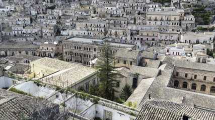 Fototapeta na wymiar View of the baroque town of Modica in the province of Ragusa in Sicily, Italy