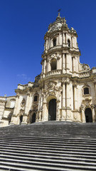 Fototapeta na wymiar The baroque Saint George cathedral of Modica in the province of Ragusa in Sicily in Italy