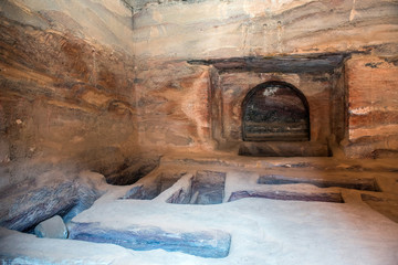 Inside underground royal tomb, Petra, Jordan