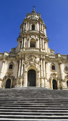 Fototapeta na wymiar The baroque Saint George cathedral of Modica in the province of Ragusa in Sicily in Italy