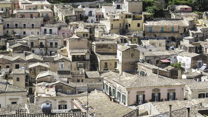 View of the baroque town of  Modica in the province of Ragusa in Sicily, Italy