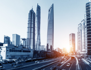 Shanghai skyline in sunny day, China