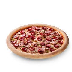 Thinly sliced pepperoni is a popular pizza topping in American-style pizzerias