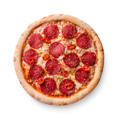 Thinly sliced pepperoni is a popular pizza topping in American-style pizzerias