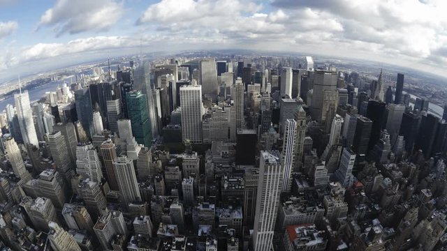 Elevated day view of the Manhattan Skyline from the Empire State Building Observation Deck, New York, USA, United States of America, Time-lapse