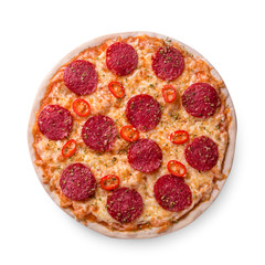 Thinly sliced pepperoni is a popular pizza topping in American-style pizzerias