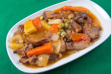Pork tongue stew on the plate