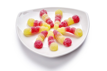Colorful candies on the plate
