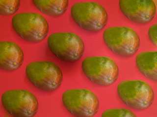 Mango pattern on red background