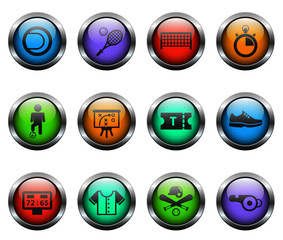 sport vector icons on color glass buttons