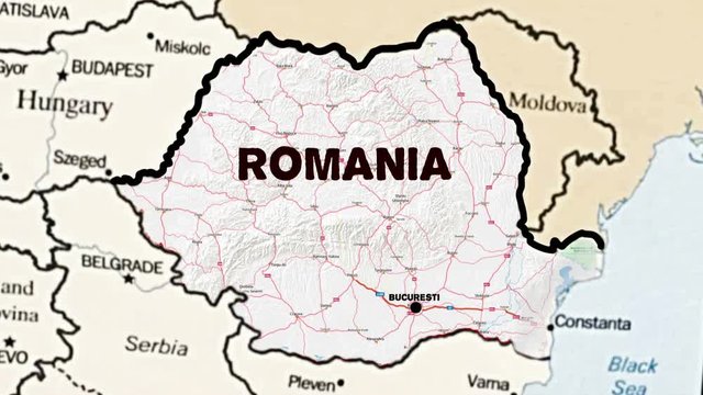 Animated map of Romania.