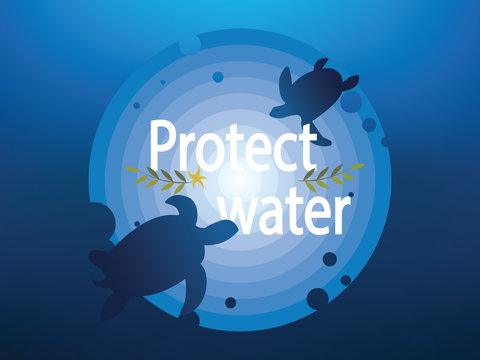 Saving water and world environmental protection concept. World water day. Card for your design.Water droplets with the background are waves of blue tones