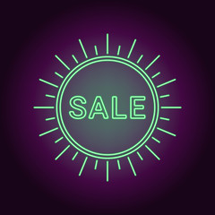 Neon banner of green Sale badge