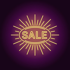Neon banner of yellow Sale badge