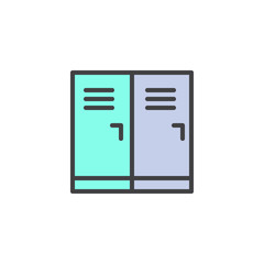 Locker room filled outline icon, line vector sign, linear colorful pictogram isolated on white. School lockers symbol, logo illustration. Pixel perfect vector graphics