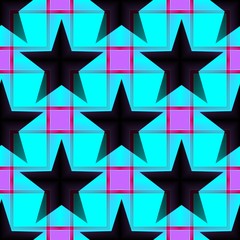 Seamless decorative pattern with a five-pointed stars in a translucent colors 