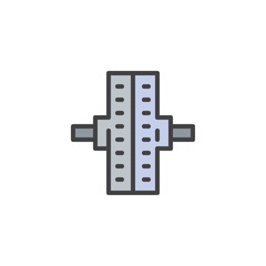 Workout Fitness Exercise Roller filled outline icon, line vector sign, linear colorful pictogram isolated on white. fitness wheel symbol, logo illustration. Pixel perfect vector graphics