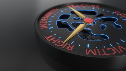 Fototapeta premium Compensation and litigation background compass concept, 3d rendering