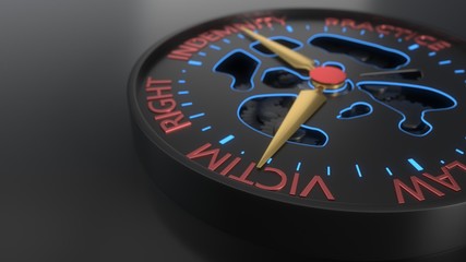 Compensation and litigation background compass concept, 3d rendering