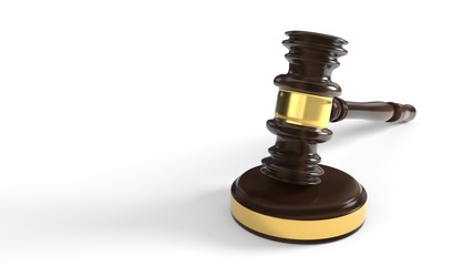 Court gavel on a white background, 3d rendering