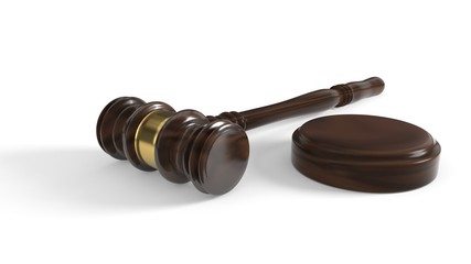 Court gavel on a white background, 3d rendering
