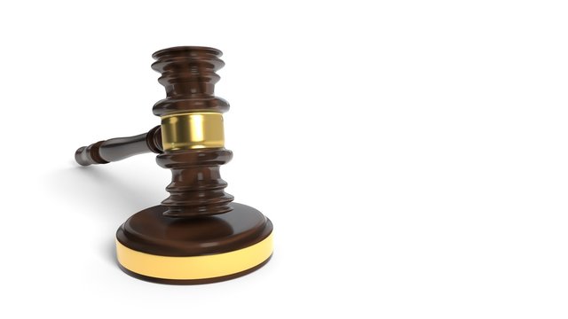Court gavel on a white background, 3d rendering