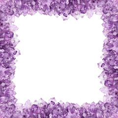 isolated amethyst light crystals square frame