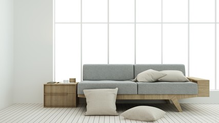 The interior relax space 3d rendering and background minimal japanese